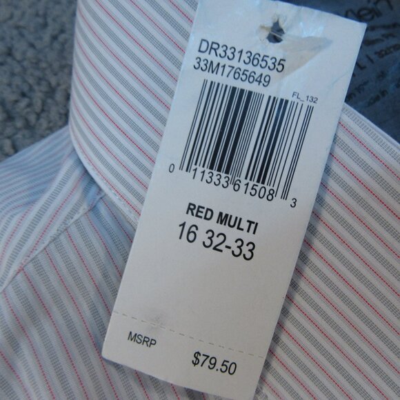 Calvin Klein Mens Extreme Slim Fit Button Down Shirt 16 L 32/33 White Gray - Picture 3 of 9